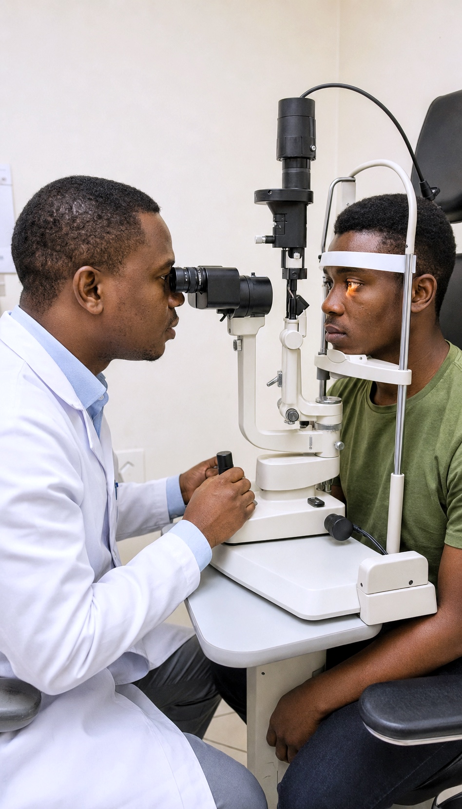 Patient receiving an eye examination at Gaslon Eye Center